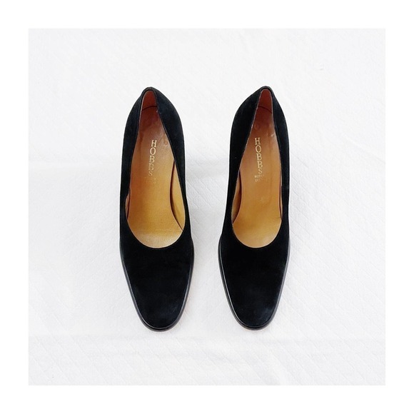 Hobbs VTG Black Suede Pump Round Toe sz39.5 - Picture 1 of 11